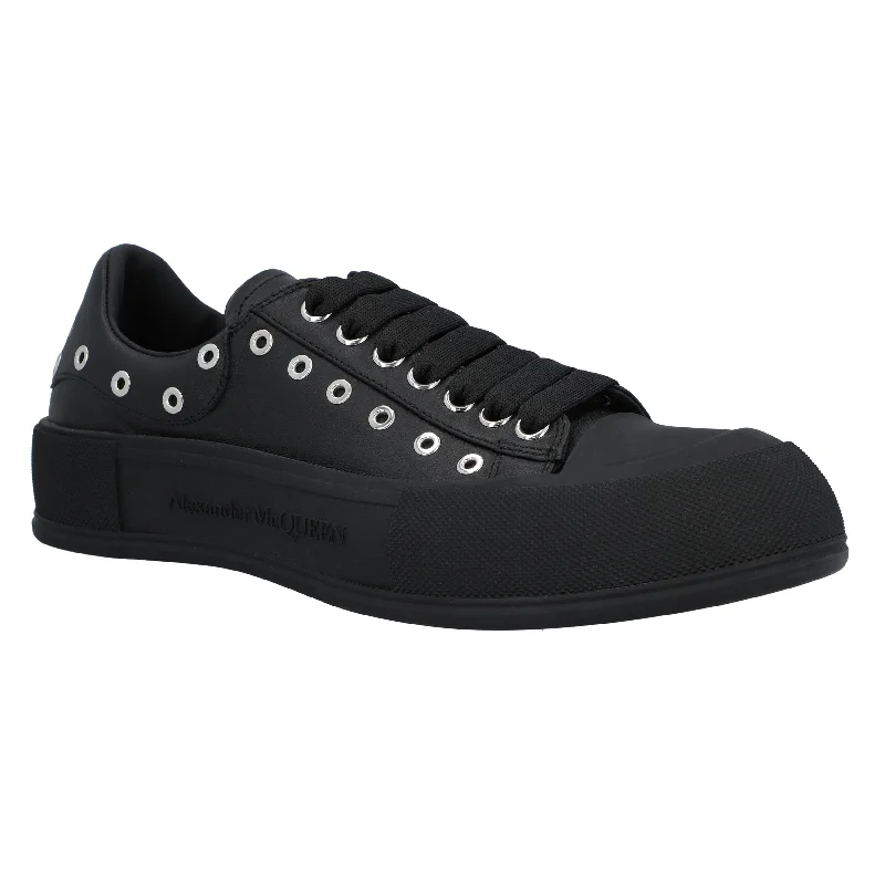 Men's Shock-Absorbing Shoes Alexander McQueen Men's Deck Plimsoll in Black/silver