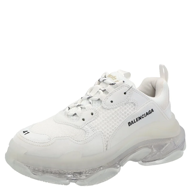 Men's Soft Shoes Balenciaga Men's Triple S Clear Sole Sneaker White