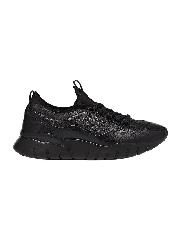 Men's Sporty Shoes Bally Bikki 6234206 Men's Black Lamb Plain Leather Sneakers US 6