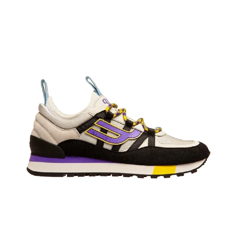 Special Sale On Breathable Shoes Bally Glick 6239599 Men's Black and Dust White Synthetic Sneakers
