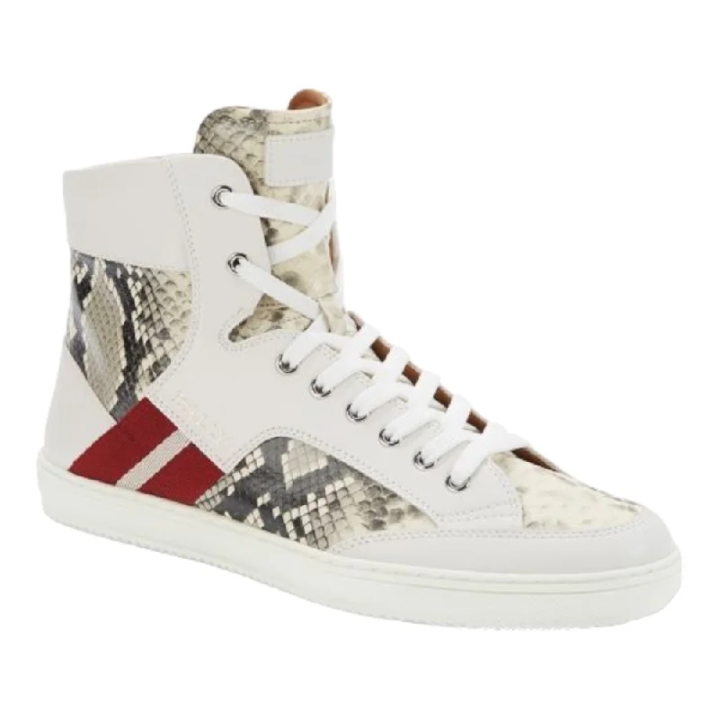 Men's Soft Boots Bally Oldani Men's 6240612 White High-Top Leather Sneakers