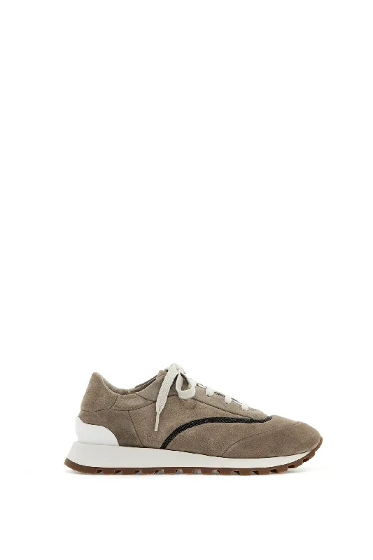 Men's Supportive Shoes Brunello Cucinelli Wool Sneakers With Precious Stripe Design