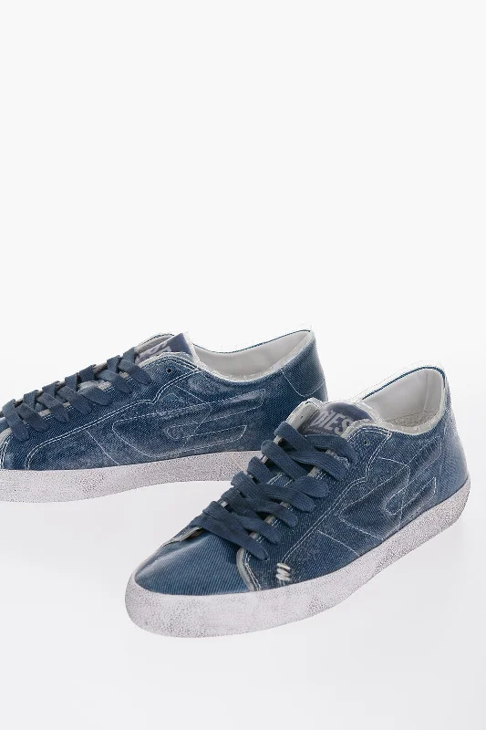 Men's Reinforced Sole Shoes Diesel Plastic Denim S-Leroji Sneakers