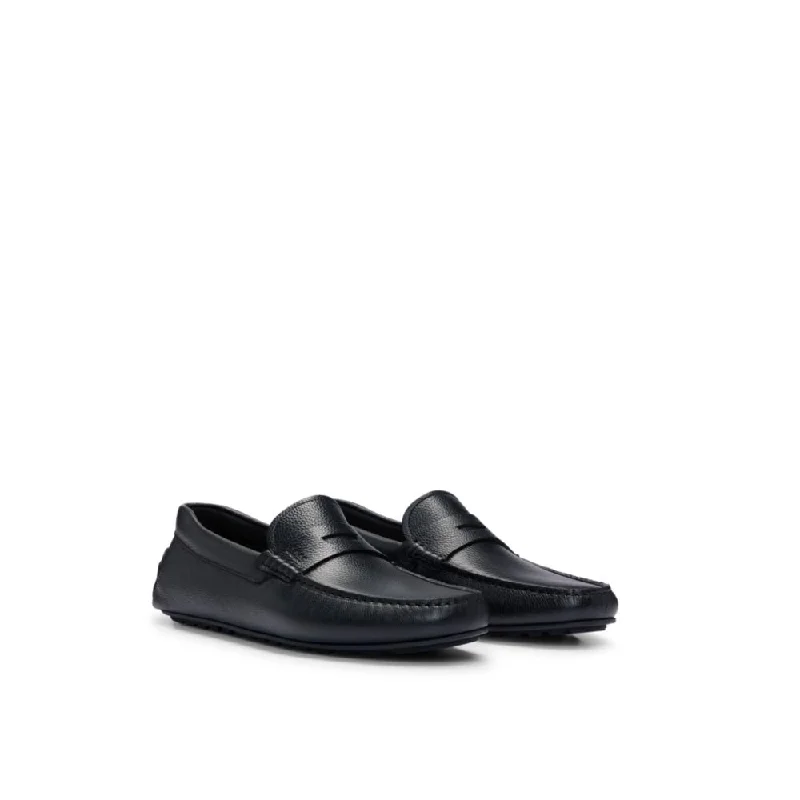 Get The Best Deals On Breathable Shoes Today Grained-leather driver moccasins with logo strap Get The Best Deals On Breathable Shoes Today Grained-leather driver moccasins with logo strap