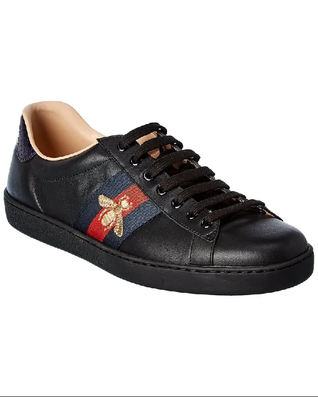 Men's All-Season Shoes Gucci Ace Embroidered Bee Leather Sneaker