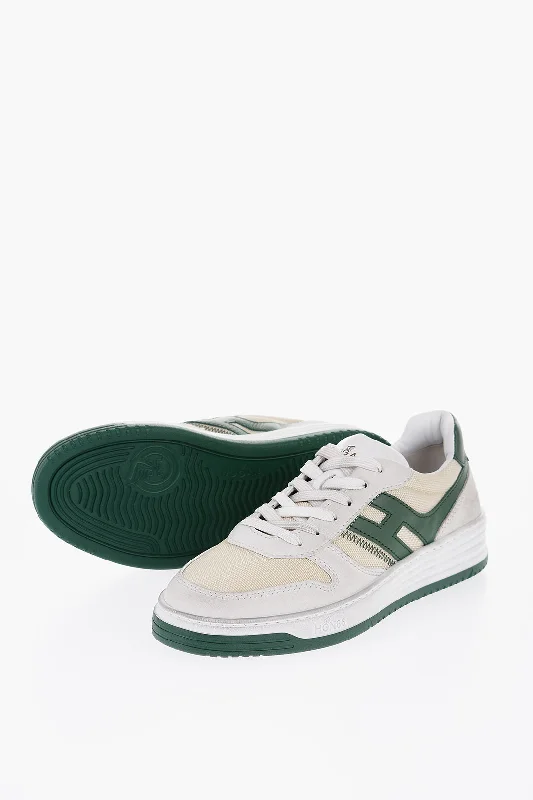 Elegant Shoes For Formal Events Hogan Leather And Mesh Tom Low-Top Sneakers With Contrast Monogram