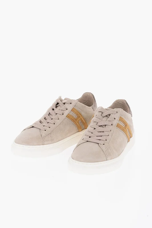 Lightweight Breathable Shoes For Men Hogan Suede Low-Top Sneakers With Contrast Monogram