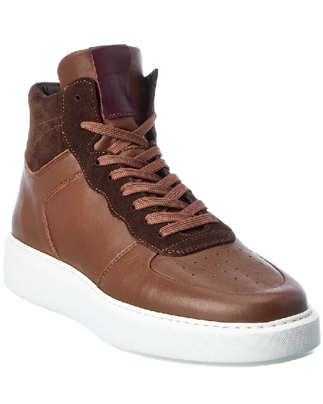 Men's Seamless Design Shoes M by Bruno Magli Cesare Leather & Suede High-Top Sneaker