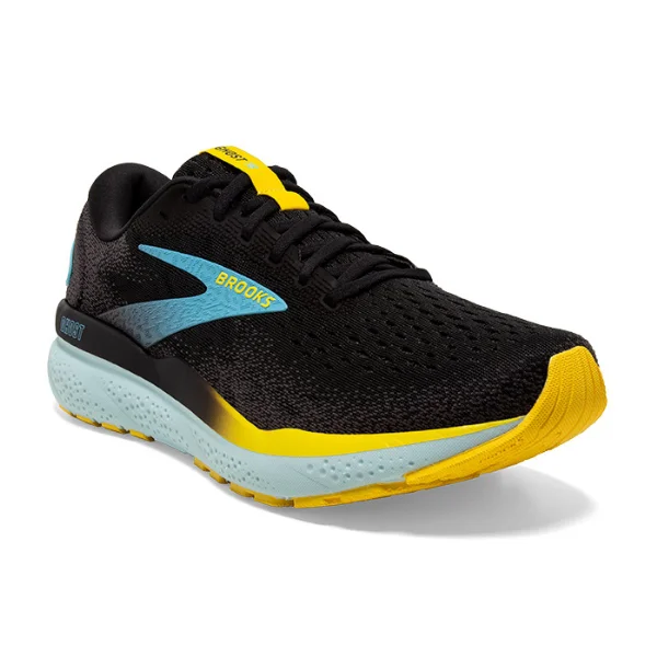Men's Breathable Boots Brooks Men's Ghost 16 Black/Blue/Yellow