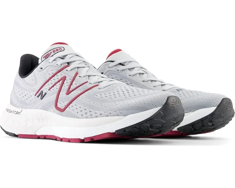 Men's Slip-Resistant Shoes Men's 880V13 Running Shoes ( D Width ) In Aluminum Grey/crimson/black Men's Slip-Resistant Shoes Men's 880V13 Running Shoes ( D Width ) In Aluminum Grey/crimson/black
