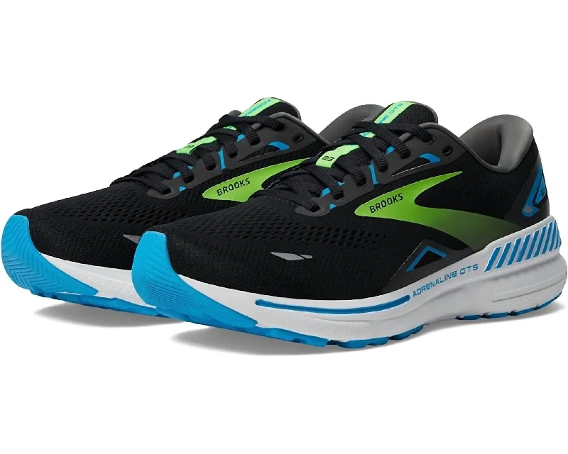 Men's Anti-Slip Shoes Men's Adrenaline Gts 23 Running Shoes In Black/hawaiian Ocean /green Men's Anti-Slip Shoes Men's Adrenaline Gts 23 Running Shoes In Black/hawaiian Ocean /green