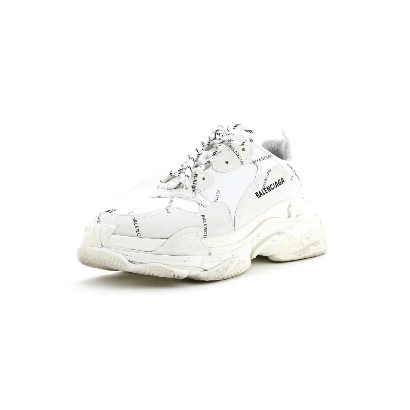 Men's Anti-Slip Boots Men's Allover Logo Triple S Sneakers Printed Technical Fabric and Faux Leather
