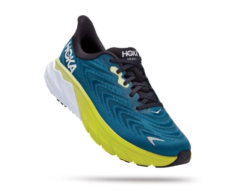 Men's Ultra-Light Shoes Men's Arahi 6 Wide Running Shoes In Blue Graphite/blue Coral Men's Ultra-Light Shoes Men's Arahi 6 Wide Running Shoes In Blue Graphite/blue Coral