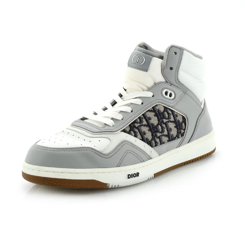 Men's High-Quality Boots Men's B27 Mid-Top Sneakers Leather with Oblique Canvas