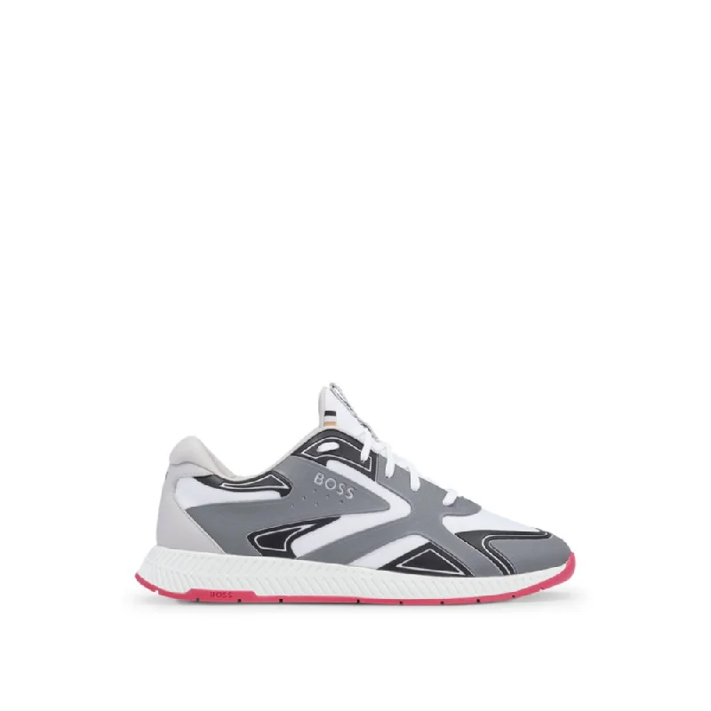 Men's Flexible Shoes Mixed-material lace-up trainers with tonal branding