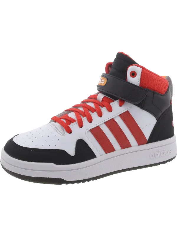 Men's Reinforced Sole Shoes Positive Mid Mens Faux Leather Lace-Up Basketball Shoes