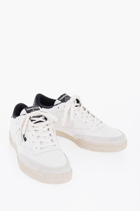 Men's Comfortable Shoes Reebok Suede And Fabric Club C Low-Top Sneakers With Contrast Detai