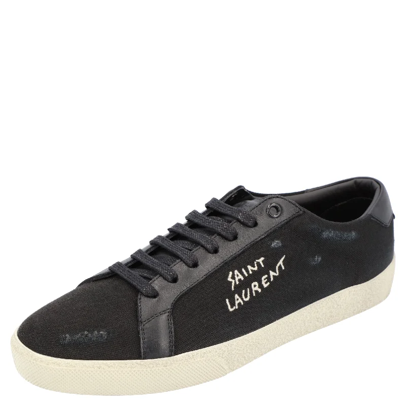 Men's Ultra-Light Boots Saint Laurent Court Classic Sl/06 Embroidered Sneakers Black Men's Ultra-Light Boots Saint Laurent Court Classic Sl/06 Embroidered Sneakers Black