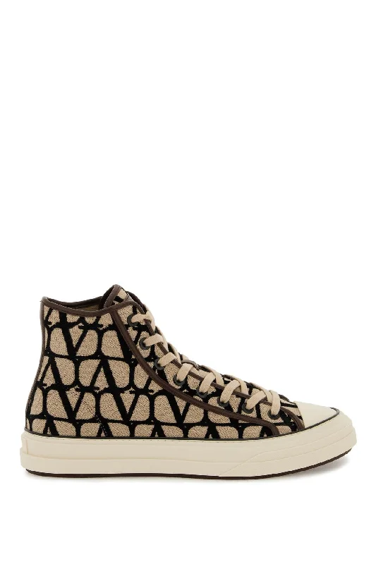 Men's Fashionable Shoes Valentino Garavani Totaloop Toile Iconographe High-Top Sneakers